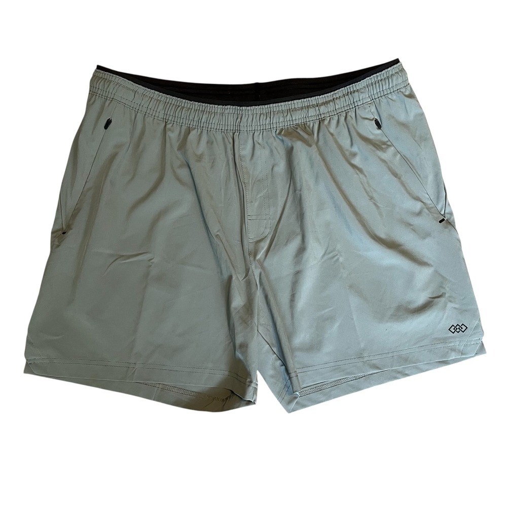 LEG3ND Mens XL Sage Green Gray Athletic Gym Performance Shorts Zipper Pockets